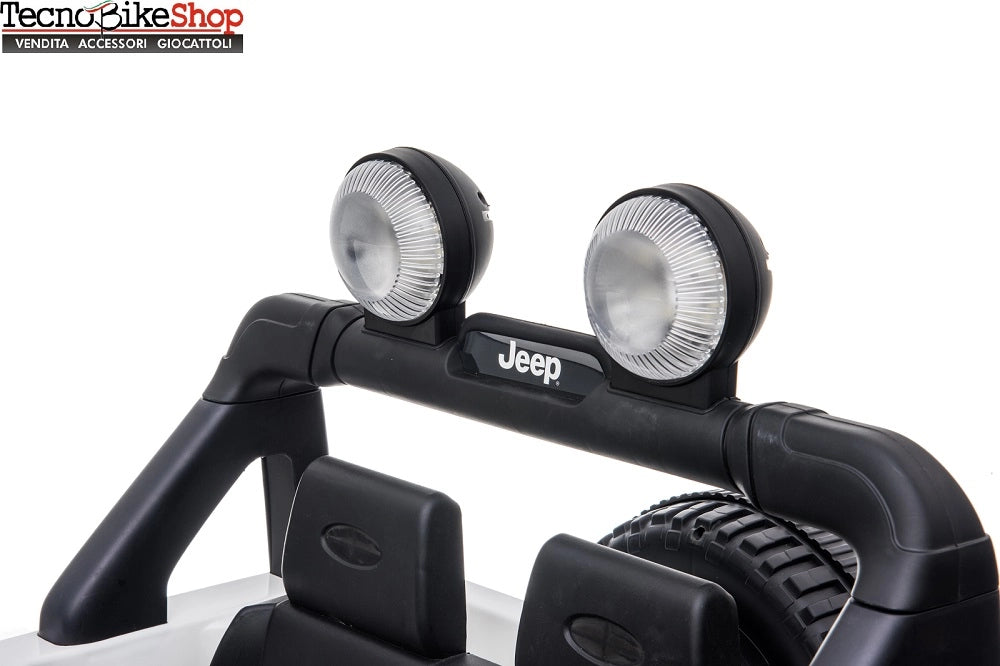 Auto Macchina Elettrica per Bambini JEEP FIAT Wrangler RUBICON 12V 2 Posti  con Mp3 - Sedile in Pelle - Bianco
