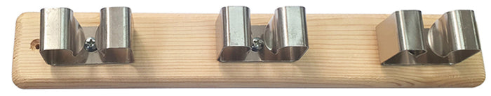 GANCIO PORTASCOPE IN ACCIAIO INOX SU BASE LEGNO 3 posti 6.00 pz