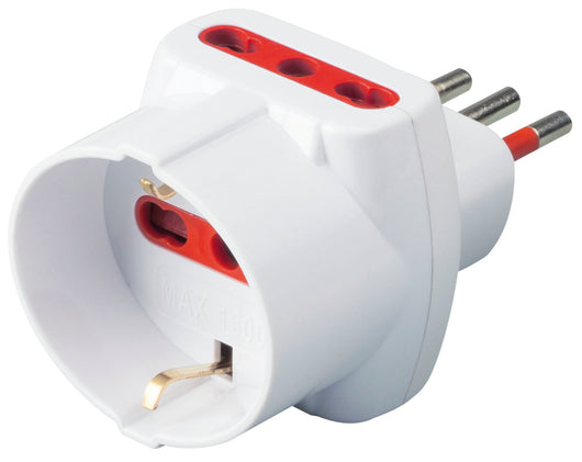 Rosi ADATTATORE TRIPLO RS78045T spina 2P+T 10A - prese 2 x 10/16A + 1 schuko