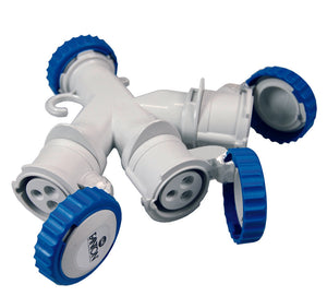 ADATTATORE INDUSTRIALE 220V CON SPINA E 3 PRESE CEE 309 IP67  16A colore blu 73120    FANTON