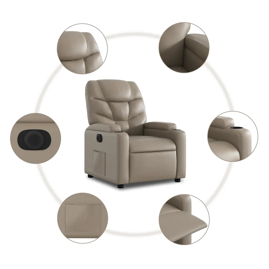 Poltrona | Sedia Relax Reclinabile Elettrica Cappuccino in Similpelle