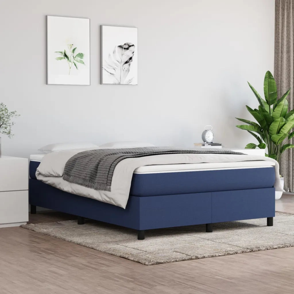 Struttura Letto a Rete a Molle Blu 140x200 cm in Tessuto 3120868