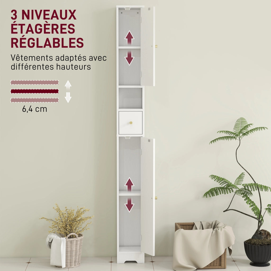 Mobile colonna bagno ¨C zephmum ¨C 2 ante, cassetto, bianco