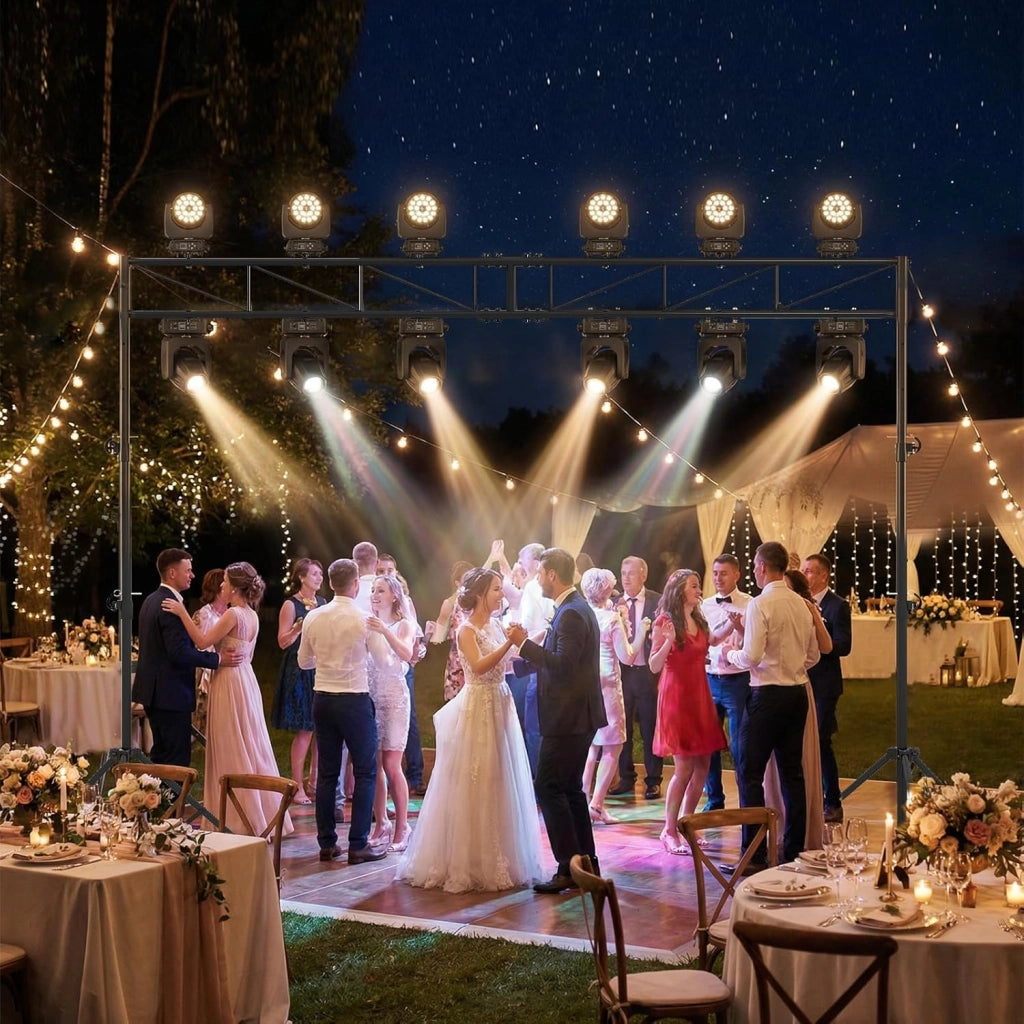 Supporto Luce a Traliccio, Traliccio Luci Regolabile in Altezza 140-264,9 cm con Piedini Antiscivolo, Treppiede Stabile in Ferro, Portata 50 kg, Pieghevole per Palco, Eventi, Feste e Concerti