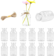 Set di vasi in vetro per decorazione da tavola, 10 cm alti, 125 ml, con 5 m di corda di juta e 12 etichette in carta per matrimoni, compleanni e feste a casa.