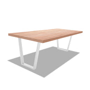 Tavolo da pranzo in legno e metallo con piedi trapezoidali bianchi - 220x100 cm