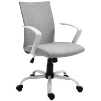 Sedia da Ufficio Ergonomica a Dondolo, Sedia da Studio Girevole, Poltrona Scrivania con Altezza Regolabile in Tessuto, 61x61x89-99 cm, Grigio Chiaro