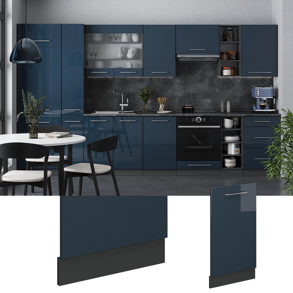 Pannello frontale della lavastoviglie Fame-Line Blu scuro lucido/Antracite 45 cm, PL Marmo Vicco