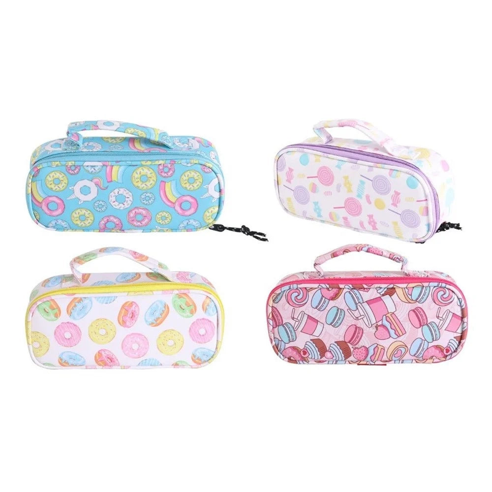 Trade Shop - Astuccio Borsa Tote Multifunzione Con Zip Tema Ciambelle Dolci Colorati 22x10x6,5cm 614832 -