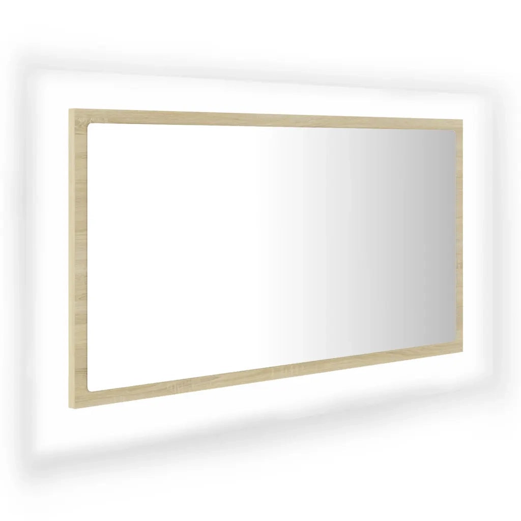 Specchio da Bagno | Specchio decorativo LED Rovere Sonoma 80x8,5x37 cm in Acrilico