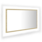 Specchio da Bagno | Specchio decorativo LED Rovere Sonoma 80x8,5x37 cm in Acrilico