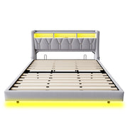 Letto imbottito matrimoniale 180×200 cm con testiera ribaltabile; LED; USB; Type-C; rete; senza materasso