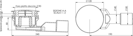 PILETTA PER PIATTO DOCCIA FORO 90 MM SLIMMY  Cromata     GHIDINI