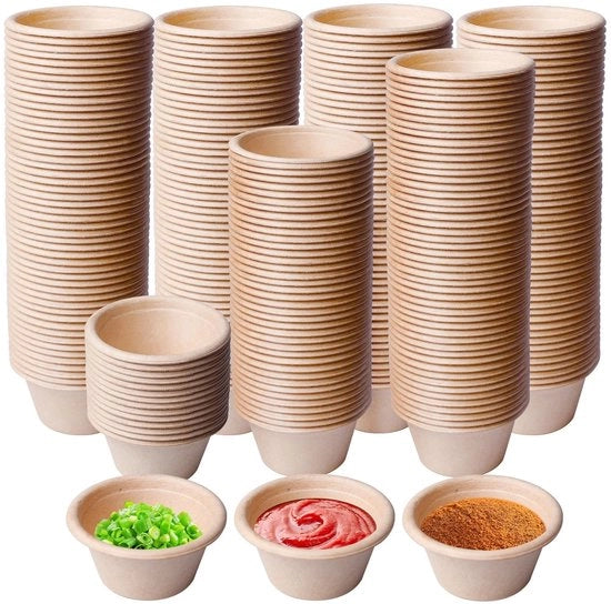 Bicchieri di Carta 200 Stuks - Bicchieri di Gelato Biologici - Bicchieri di Carta Compostabili - Bicchieri di Carta Portata - Sostenibili - Per Cibi - Bicchieri di Carta da Smettere