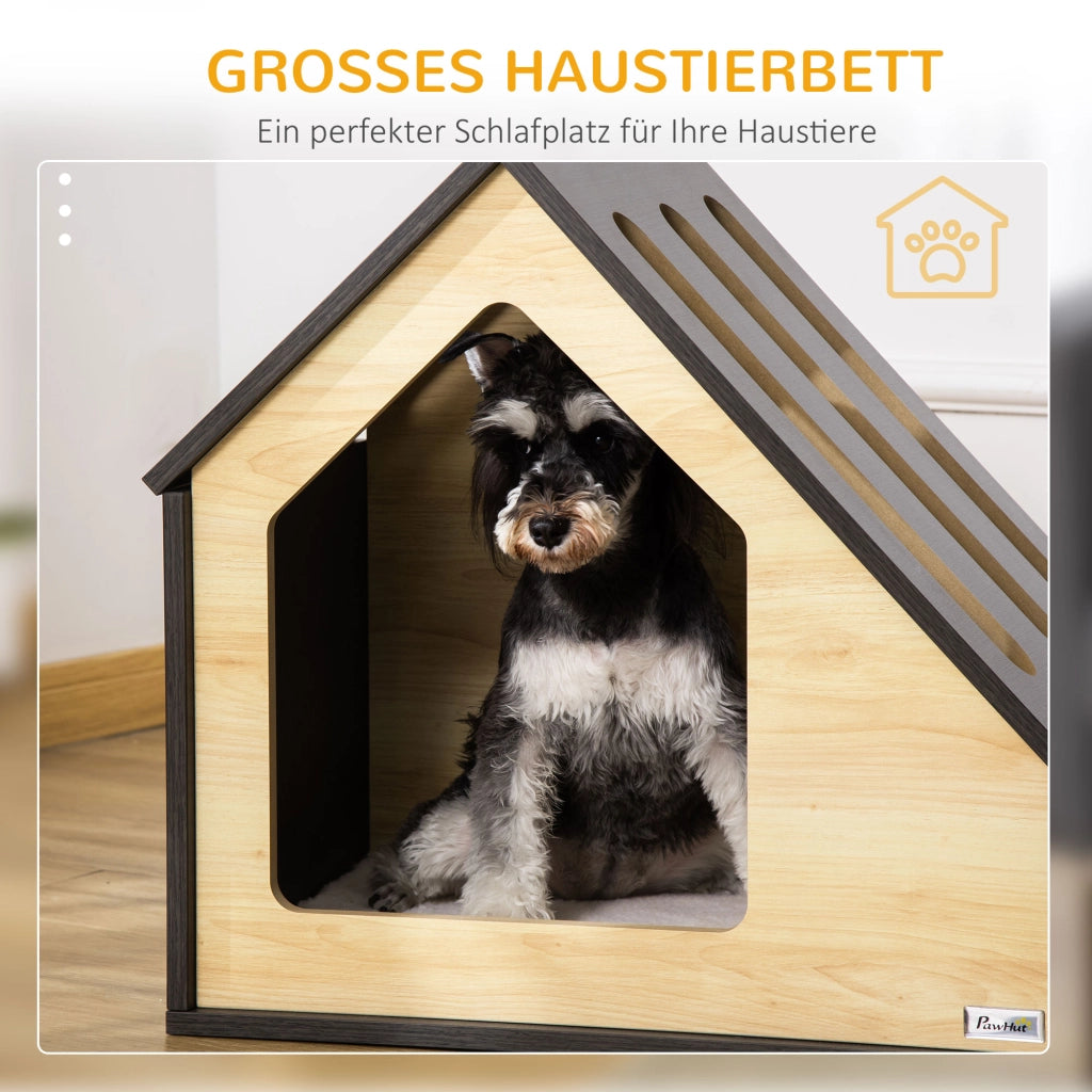 Cuccia per cani in mdf con cuscino sfoderabile e lavabile per interni marrone 60 × 40 × 59,2 cm