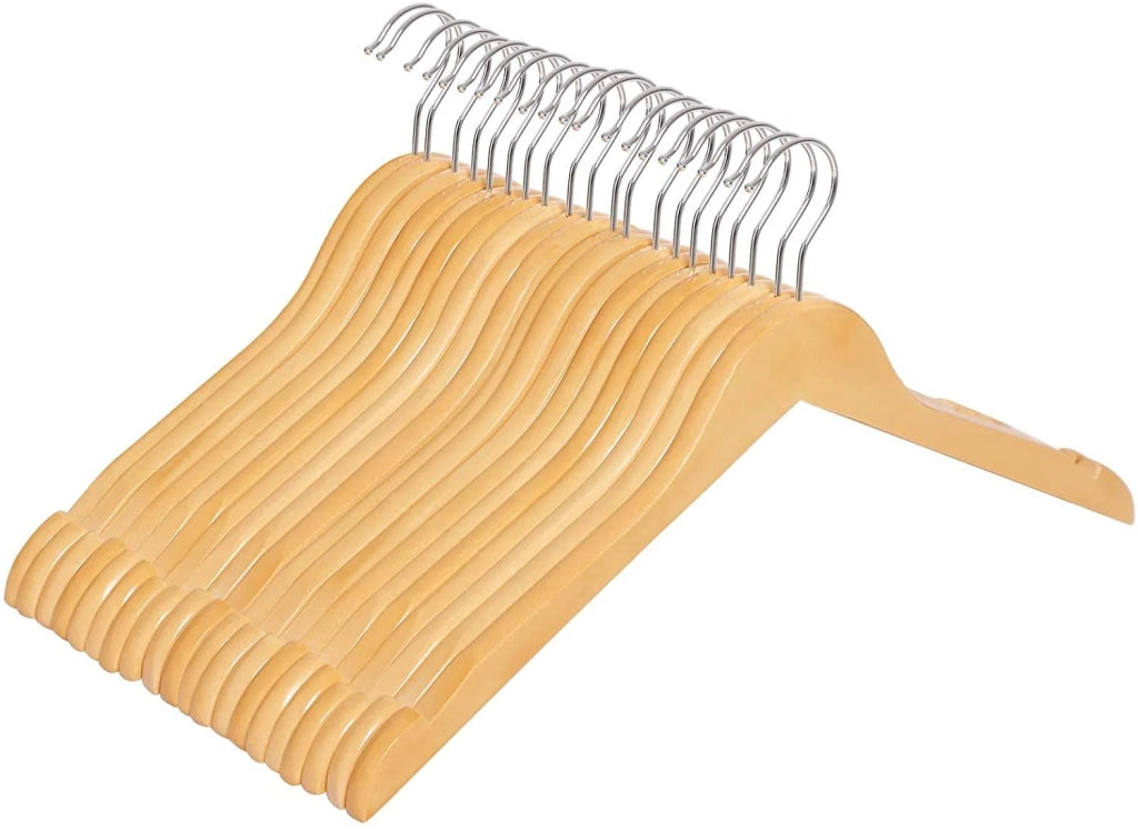 Confezione da 20 grucce in legno massello con tacche confezione da 20 grucce di qualità premium gruccia sottile lunghezza 44 cm per gonne giacche cappotti naturale 12_0000066