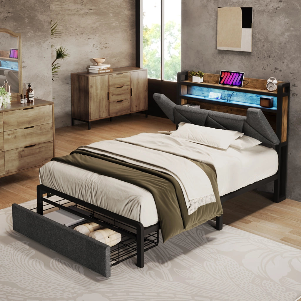 letto imbottito lino grigio 90 x 200 cm