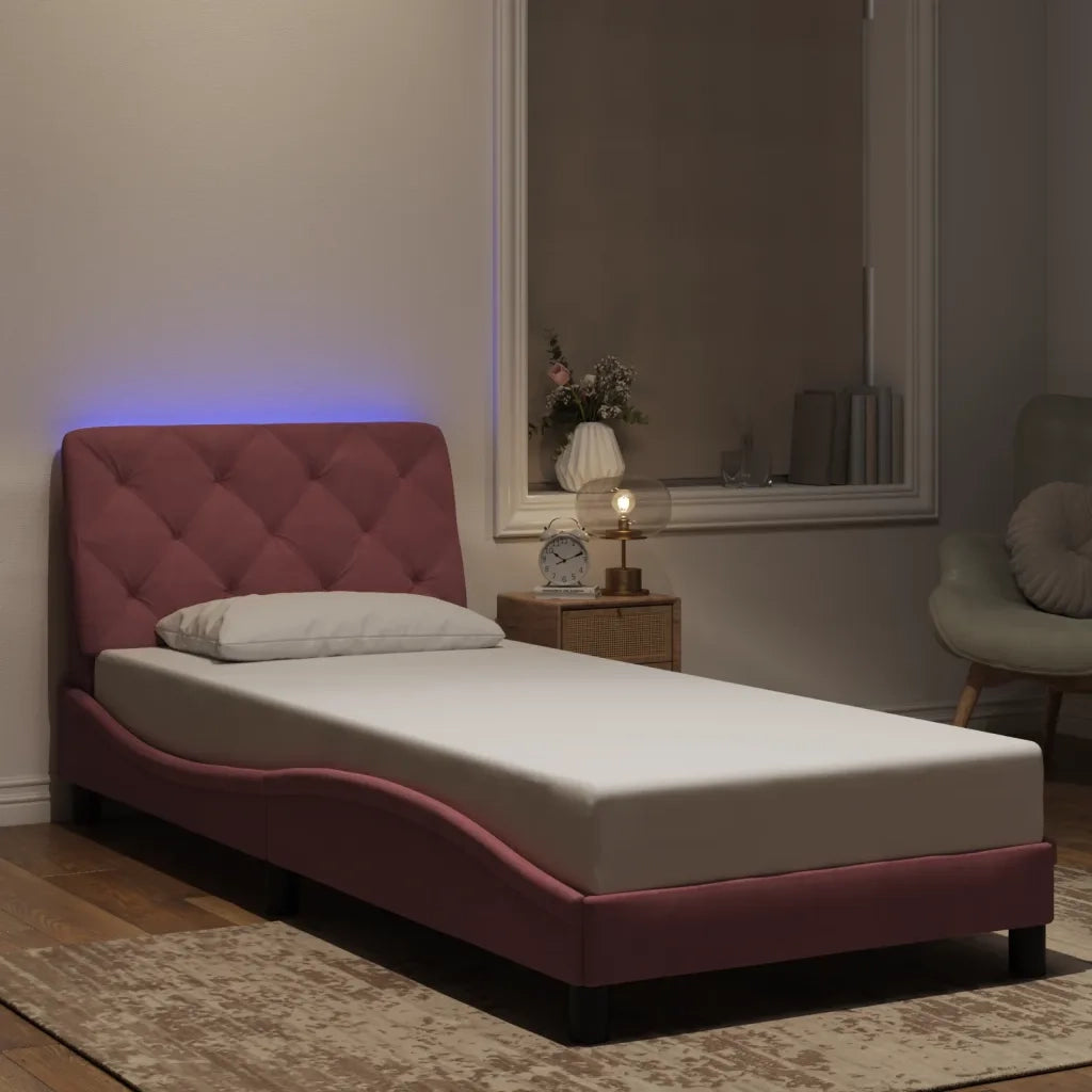 Giroletto con LED senza Materasso Rosa 80x200 cm in Velluto 3213824