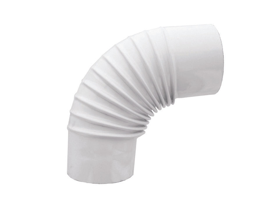 GOMITO A 90  ° PORCELLANATO PER STUFE A LEGNA BIANCO LUCIDO   EE ¸ cm.12    SAVE