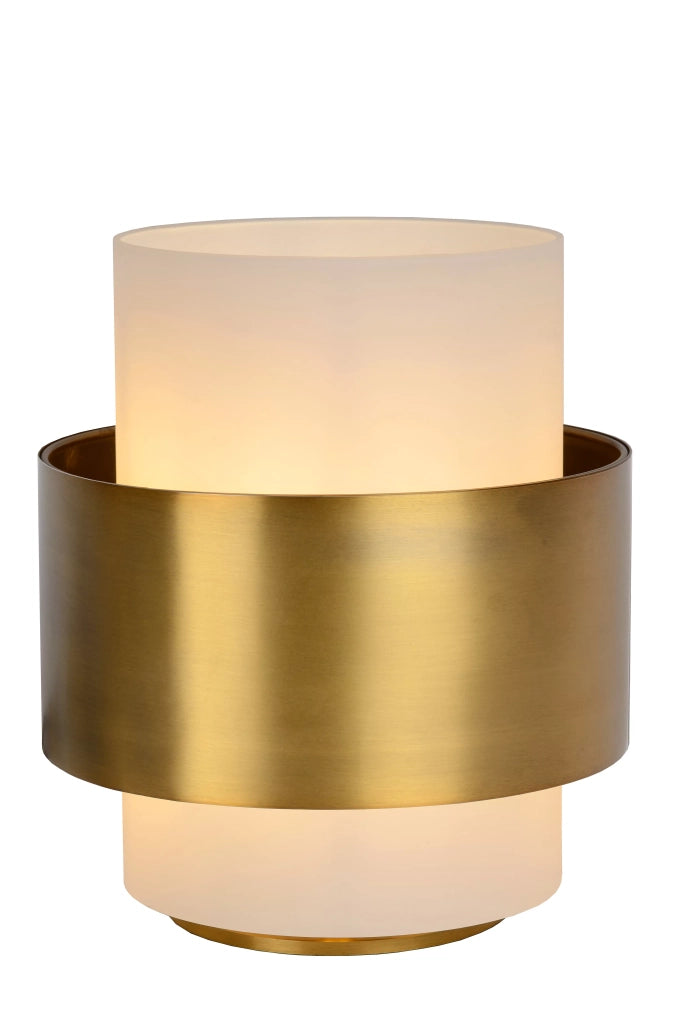 Lampada da tavolo Lucide Firmin vetro bianco oro E27