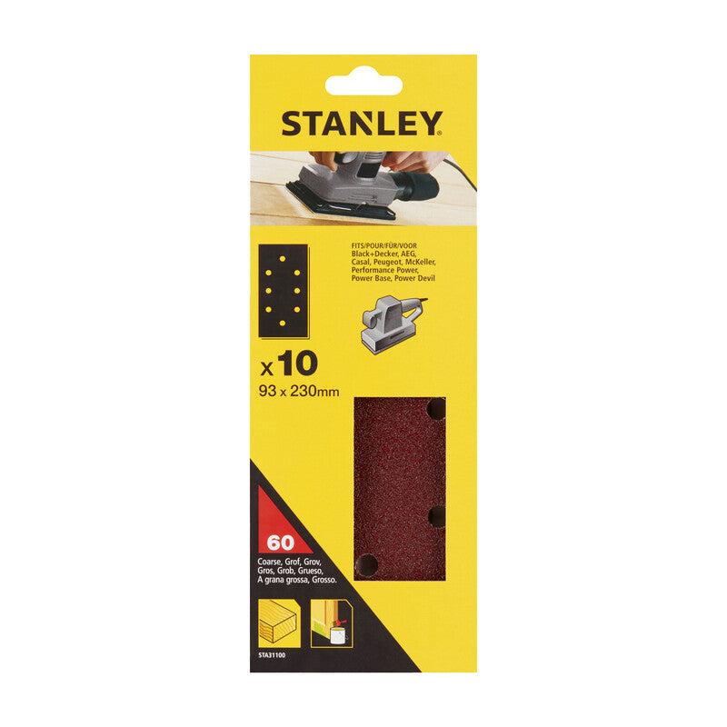 PIRANHA STANLEY STA31100 (X31100) 10 FOGLI FOR. B+D 93X230 GR.60- STANLEY- 1,0 confezione