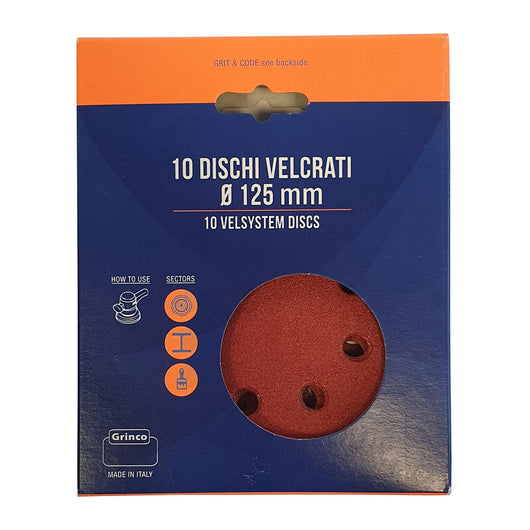 DISCO ABRASIVO VELCRO 8 FORI D 125 MM GR 120 CF 10- 1,0 confezione