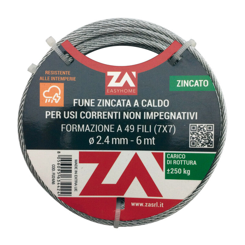 FUNE ACCIAIO ZINCATO ANTIGIRO 133F D 3  25 M- 1,0 pz