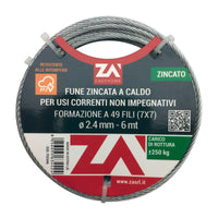 FUNE ACCIAIO ZINCATO ANTIGIRO 133F D 3  25 M- 1,0 pz