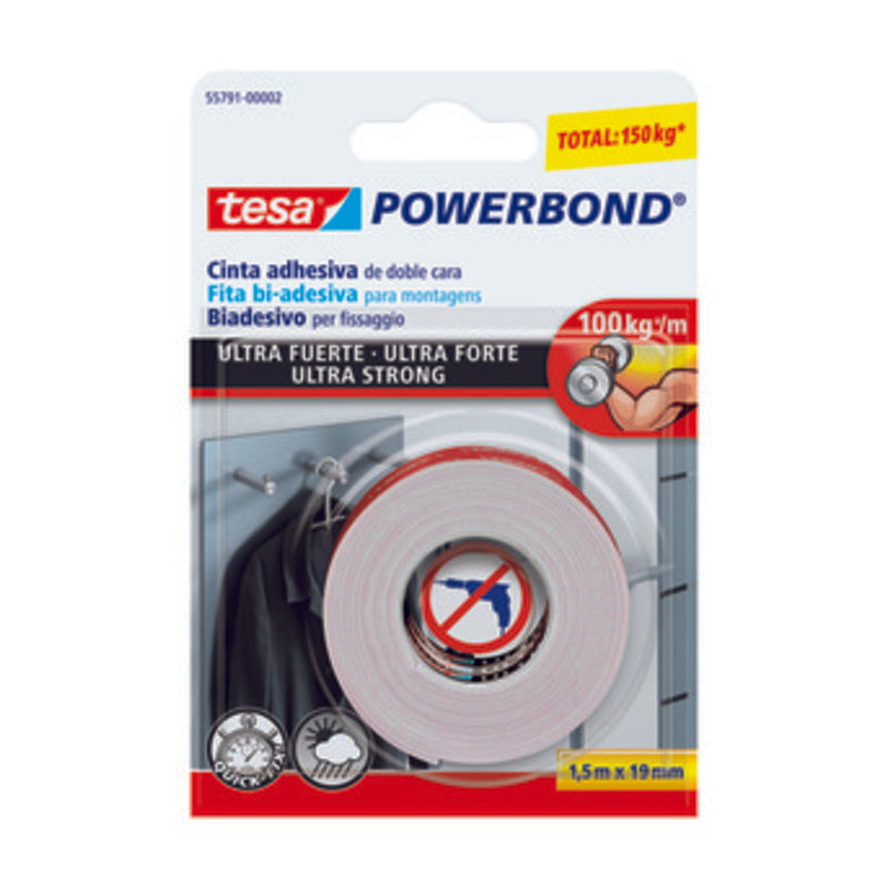 NASTRO BIADESIVO TESA POWERBOND 19MMX1,5M- TESA- 12,0 pz