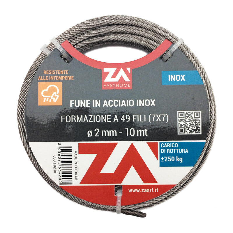 FUNE ACCIAIO INOX 49F D 6 MM 10 M- 1,0 pz