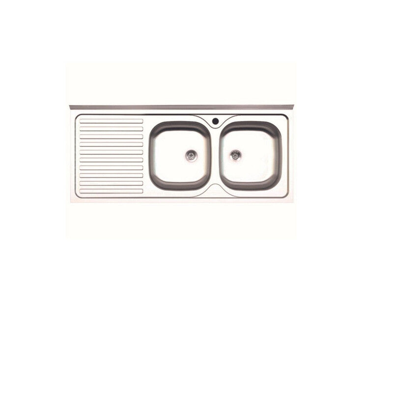 LAVELLO APPOGGIO INOX 2 VASCHE DX + GOCCIOLATOIO SX 120 CM- AZUR LINE- 1,0 pz