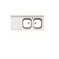 LAVELLO APPOGGIO INOX 2 VASCHE DX + GOCCIOLATOIO SX 120 CM- AZUR LINE- 1,0 pz