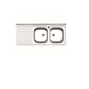 LAVELLO APPOGGIO INOX 2 VASCHE DX + GOCCIOLATOIO SX 120 CM- AZUR LINE- 1,0 pz