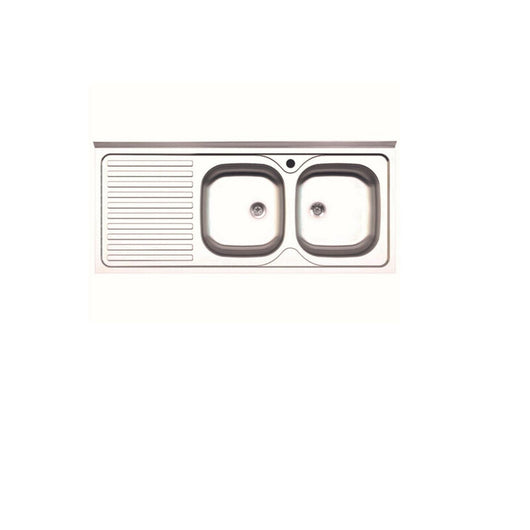 LAVELLO APPOGGIO INOX 2 VASCHE DX + GOCCIOLATOIO SX 120 CM- AZUR LINE- 1,0 pz