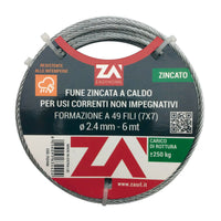 FUNE ACCIAIO ZINCATO 19F D 1,2 MM  25 M- 1,0 pz
