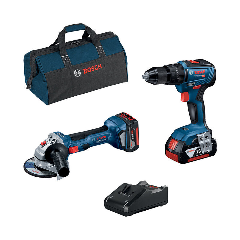 BOSCH-B SUPERKIT 18V TRAPANO+SMERIG.+2BATT.4,0Ah+CARIC.- 1,0 confezione