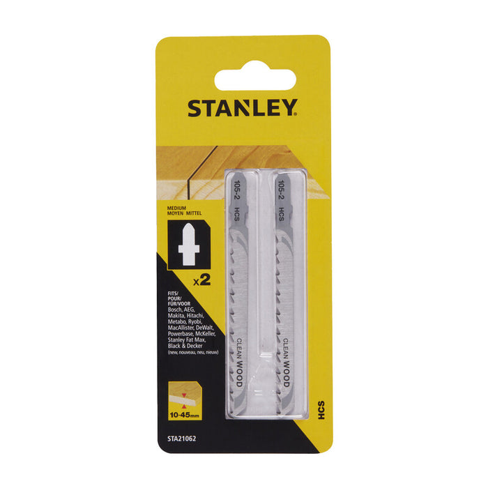 PIRANHA STANLEY STA21062 (X21023) 2 LAME LEGNO RETT.T/MEDIO ATT. A T- STANLEY- 1,0 confezione