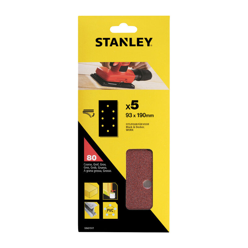 PIRANHA STANLEY STA31517 (X31517) 5 FOGLI VEL. B+D 93X190 GR.80- STANLEY- 1,0 confezione