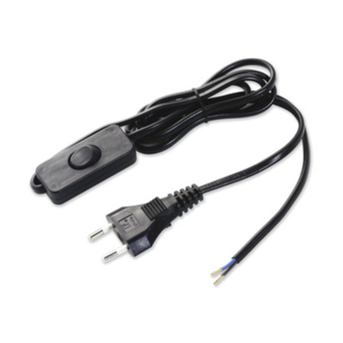 PL CAVO 1,5 M 2X0,75 C/INTERRUTTORE NERO*- ELECTRALINE 3PMARK- 5,0 pz