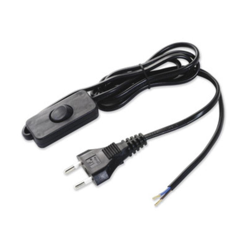 PL CAVO 1,5 M 2X0,75 C/INTERRUTTORE NERO*- ELECTRALINE 3PMARK- 5,0 pz