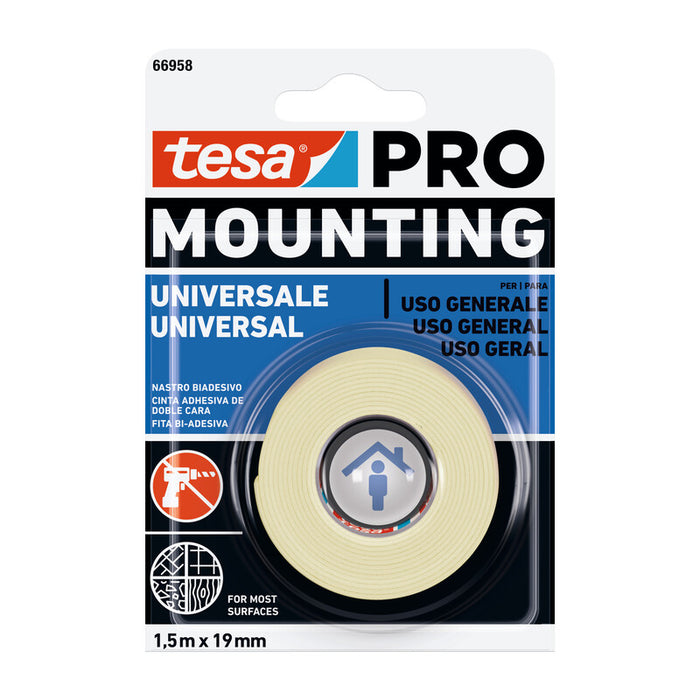 NASTRO BIADESIVO TESA MOUNTING PRO UNIV 19MMX1,5M- 12,0 pz