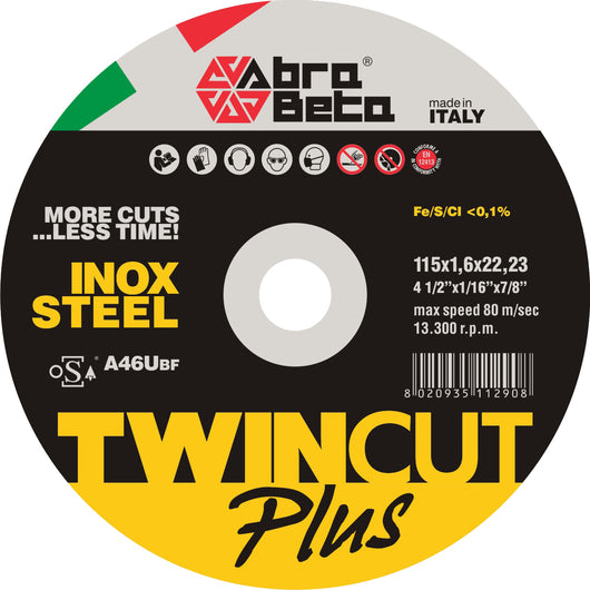 ABRABETA DISCO P/FERRO TWIN CUT PLUS 115X1,6 MM- 50,0 pz