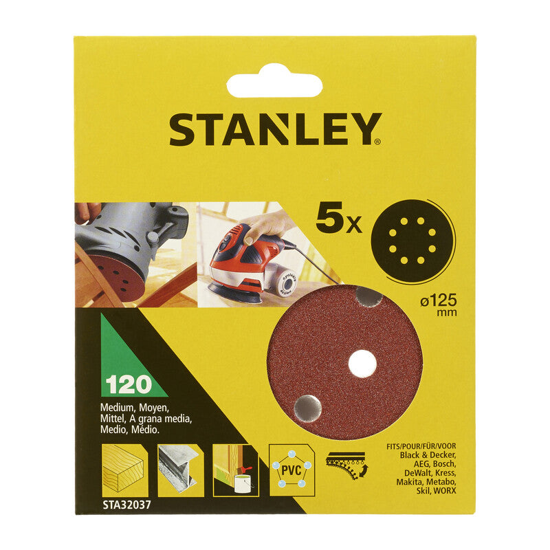 PIRANHA STANLEY STA32037 (X32037) 5 DISCHI VEL. ROT ORB. 125 GR.120- STANLEY- 1,0 pz