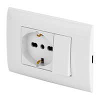 Presa elettrica da muro PolyPool PP6095X Placca incasso bianca pulsante e Schuko