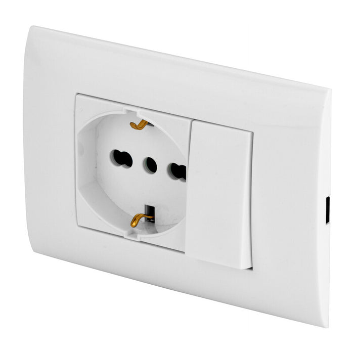 Presa elettrica da muro PolyPool PP6095X Placca incasso bianca pulsante e Schuko