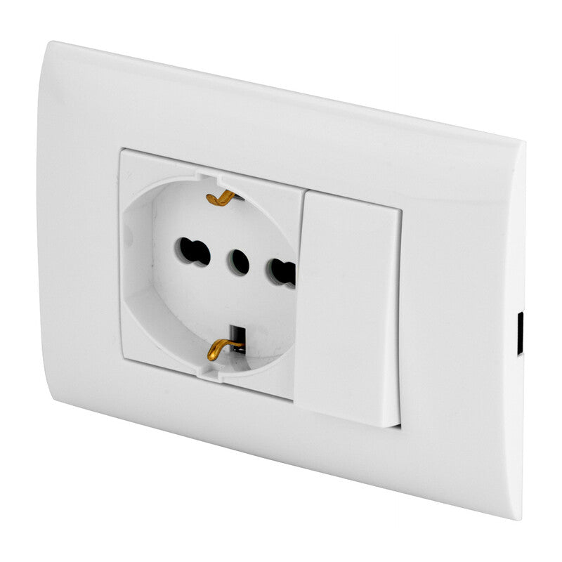 Presa elettrica da muro PolyPool PP6095X Placca incasso bianca pulsante e Schuko