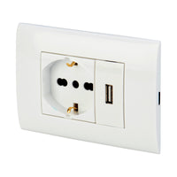 Presa elettrica da muro PolyPool PP6096X Placca incasso bianca USB e Schuko