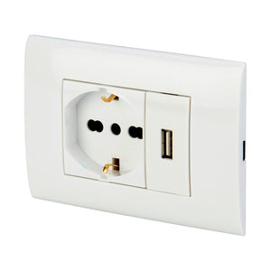 Presa elettrica da muro PolyPool PP6096X Placca incasso bianca USB e Schuko