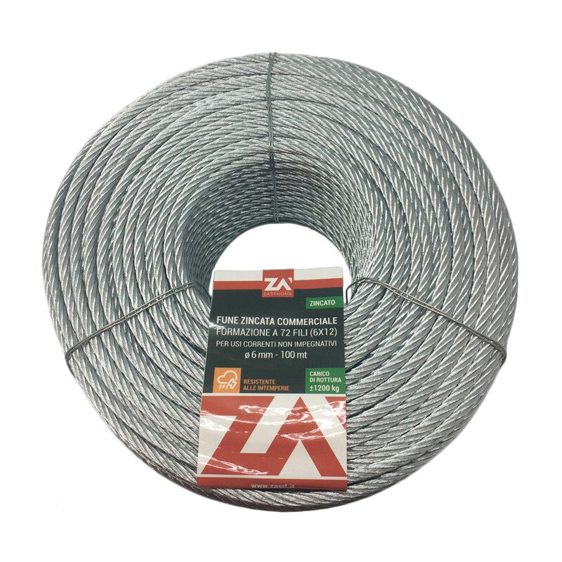 FUNE ACCIAIO COMMERCIALE 42F D  2 MM**- FUNI 90- 100,0 metri