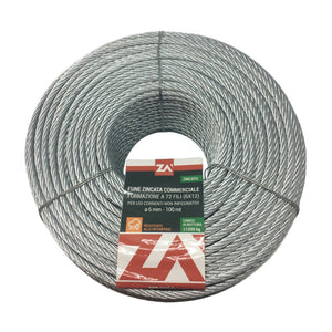 FUNE ACCIAIO COMMERCIALE 72F D  6 MM*- FUNI 90- 100,0 metri